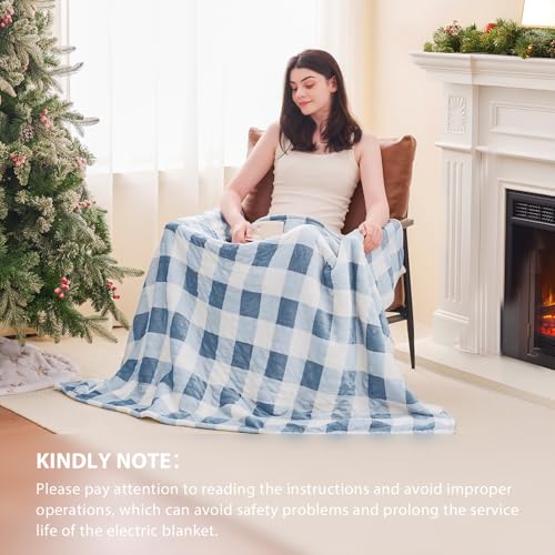 Image of Homemate Electric Blanket Heated King Size - 100 inchx90 inch Ultra Soft Cozy Flannel Heating Blanket with 10 Fast Heat Levels 8 Hours Auto Off Over-Heated Protection ETL Certification Keep Warm in Home