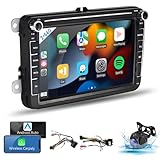 2+64G Android Car Radio Stereo with Wireless Carplay for VW Passat Tiguan Golf MK5 MK6 Jetta Skoda Seat Polo 8 Inch Capacitive Touch Screen Android Auto GPS Navigation Bluetooth FM GPS Radio