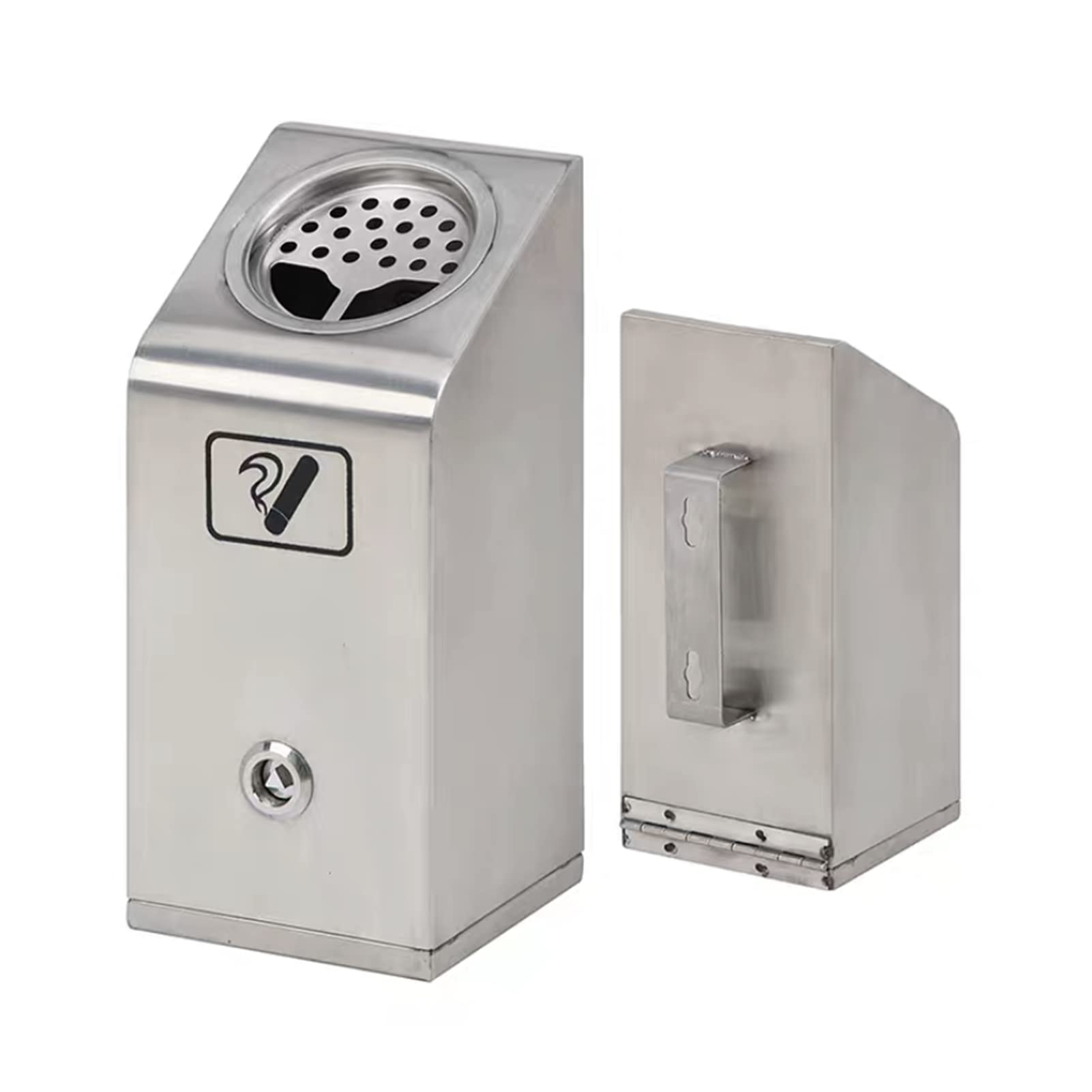 Posacenere da Parete in Acciaio Inox - Raccoglitore di Mozziconi di Sigaretta da Esterno con Chiusura di Sicurezza, Colonna di Raccolta fuliggine per spazi pubblici, Contenitore Resistente e