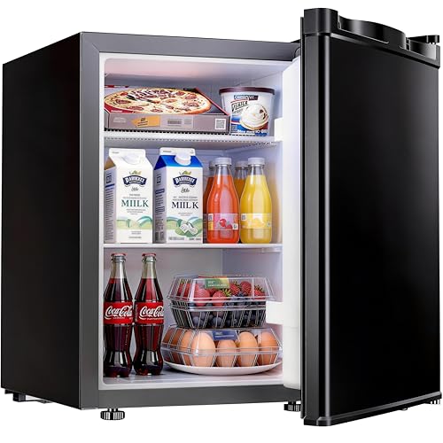 Image of Feelfunn Mini Fridge with Freezer - 1.7 Cu.Ft Single Door Mini Refrigerator with Adjustable Thermostat, Energy Saving, Low Noise, Small Fridge for Bedroom, Office, Dorm, Apartment, Classroom - Black