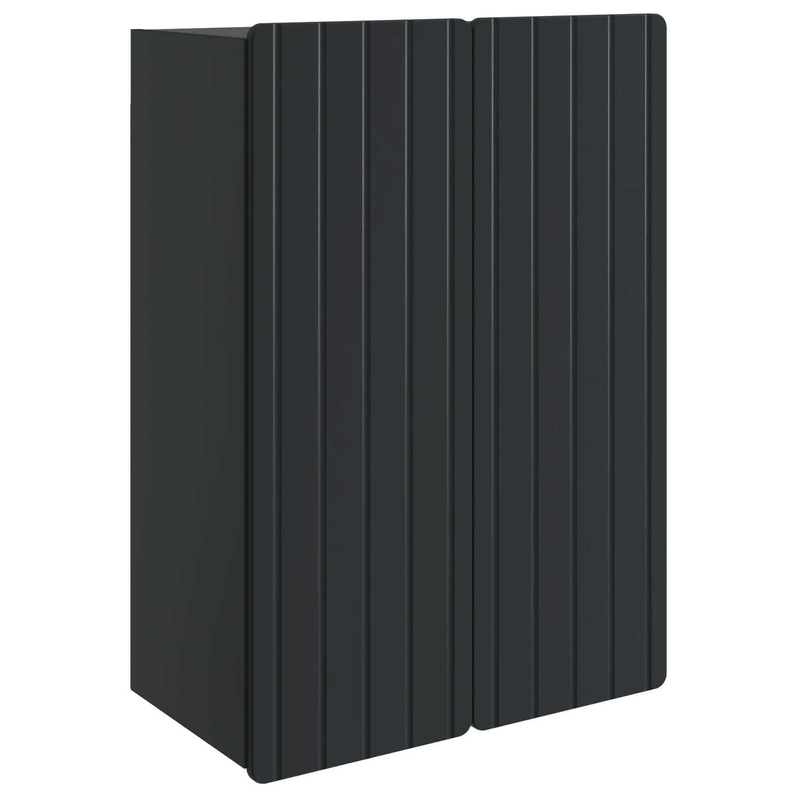 Armoire murale noire 66 cm en bois moderne avec 2 portes et étagères