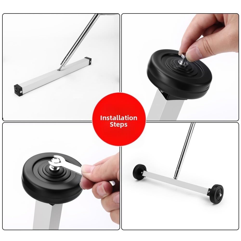 EasyByMall Balai magnétique portable réglable avec roues en caoutchouc, outil de ramassage de fer léger pour la collecte de débris métalliques dans le garage, l'atelier, la cour