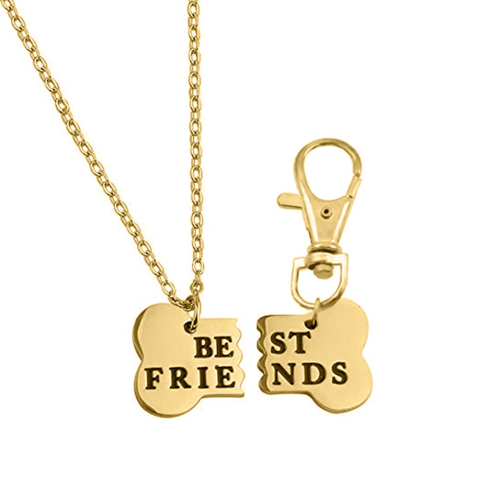 Kingbell Dog Lover Gift Best Friends Pet Dog Bone Keychain Necklace 2pcs/Set