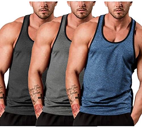 COOFANDY Men's Fitness Tank Tops Gym Workout Muscle Tee Y-Back Sleeveless Bodybuilding T Shirts 3 Pack