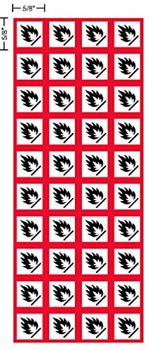 ghs flammable flame fire burning hazard pictogram 58 inch 625 inch sides decal label kit osha compliant vinyl sticker sheet 40 of the decals per sheet