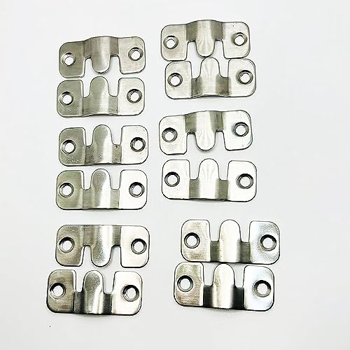 Image of Mirro Hanging Hardware Buckle Wall Brackets for Hanging 1.73x0.75 Inch Stainless Steel Picture Frame Mounting Hardware 12 PCS Z Brackets French Cleat Hanger Picture Hanging Brackets with Screws-Silver