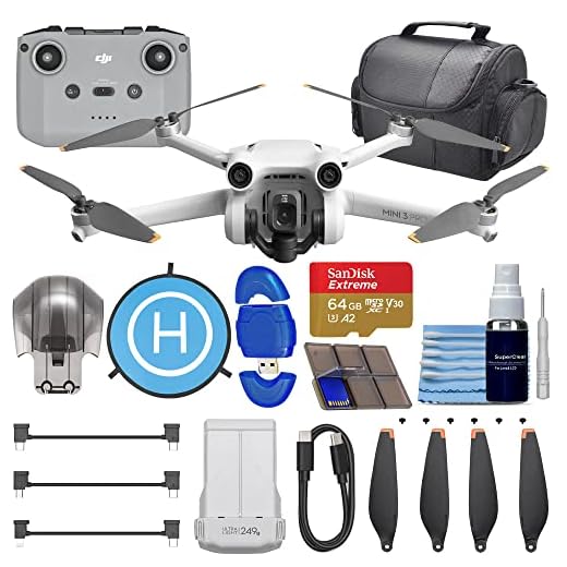 DJI Mini 3 Pro Drone with RC-N1 Remote Controller CP.MA.00000488.02 4K Video Quadcopter with 64GB Memory Card + Landing Pad + Carrying Bag + Pilot Bundle