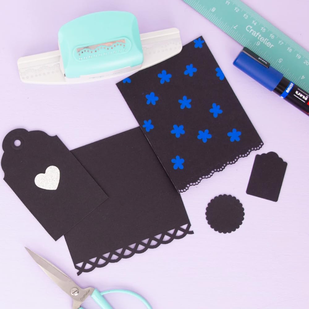 Craftelier 25 Fogli Cartoncino Nero A4 250gsm Liscio per Fustellatura, Biglietti, Scrapbooking