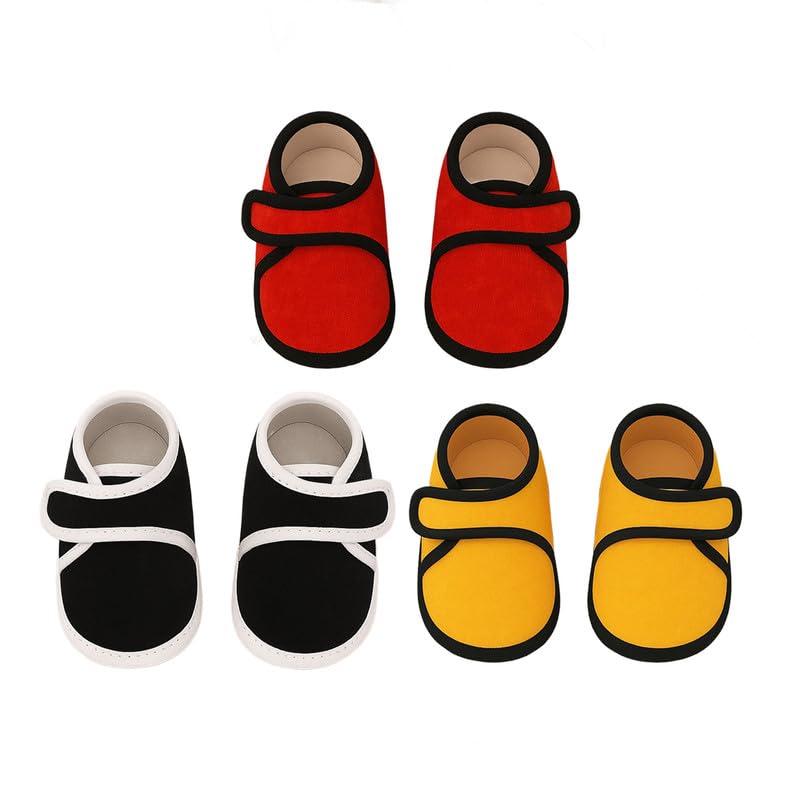 Baby Velvet Velcro Booties for 0–9 Months | New Born Baby Shoes 0 Size | Soft Baby Boy & Girls Shoes Multicolor Pack of 3-image-7