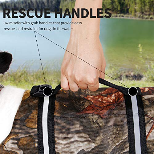 Camo Pet Life Preserver Jacket,Camouflage Dog Life Vest with Adjustable