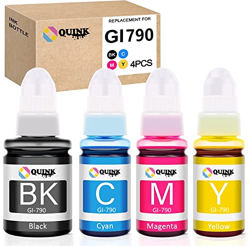 QUINK for Canon Ink Refill for Canon G Series GI 790 Compatible for PIXMA G1000,G1010,G1100,G2000,G2002,G2010,G2012,G2100,G3000,G3010,G3012,G3100,G4000,G4010 (G Series-4 Color)