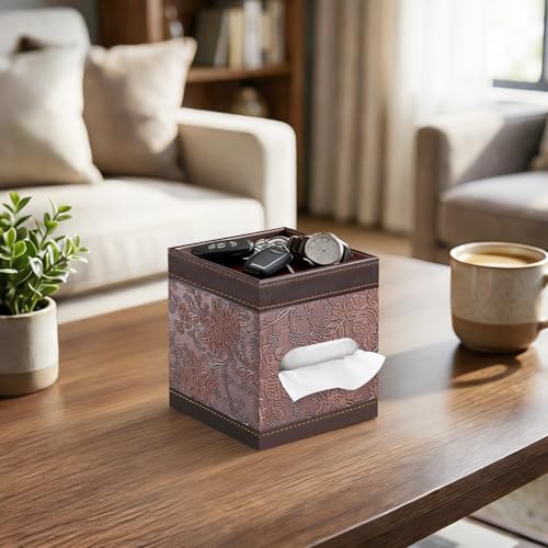Boîte à mouchoirs carrée en cuir synthétique finis les cartons mouillés - 3