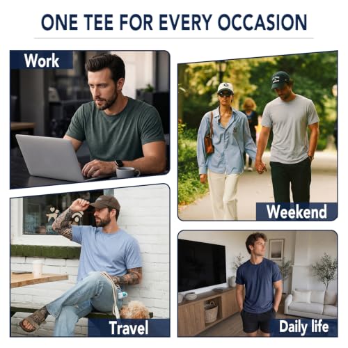 Men’s T Shirts 4 Pack – Crew Neck Workout Shirts, Soft Short Sleeve Summer Tees for Men, Comfortable Classic Fit Basic Jersey Shirts, Gift(XL) by Iseasoo - Image 7