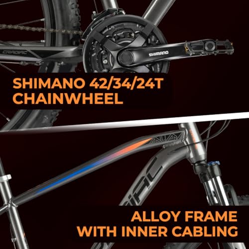 Image of CRADIAC - XC 900 GEN 3 | MTB 24 Gear Cycle | 29 INCH Alloy Cycle for Men | 24 Speed Mountain Bike with Aluminium Frame, Disc Brakes & Zoom Lockout Suspension Fork | 14+ Years & 5.8FT +, Unisex