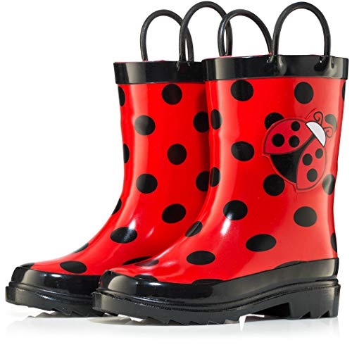 Puddle Play Little Girl's Red Ladybug Rubber Rain Boots2