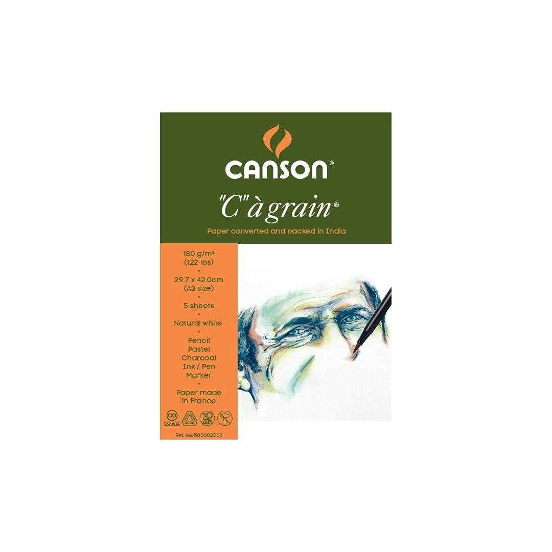Canson C à Grain Drawing 180 GSM Fine Grain A3 Paper Sheets