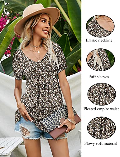 Lomon Floral Maternity Shirts Cute Puff Sleeve Tops Raglan Vneck Tshirts Summer Blouses, Xxl #TOP1
