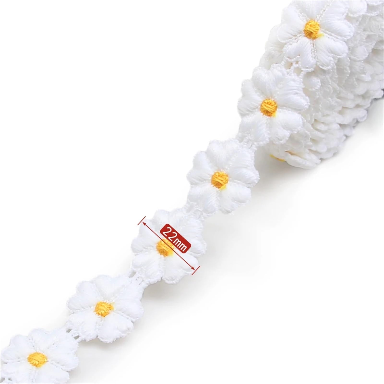 1 Yard Colorful Daisy Flower Lace Trim Knitting Wedding Embroidered DIY Handmade Patchwork Ribbon Sewing Supplies Crafts Fabric for Sewing(Yellow 072605)