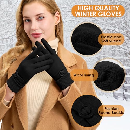 Image of Cold Weather Womens Gloves, Winter Gloves for Women Thermal Warm Fleece Lined, Touchscreen Gloves for Christmas Gifts