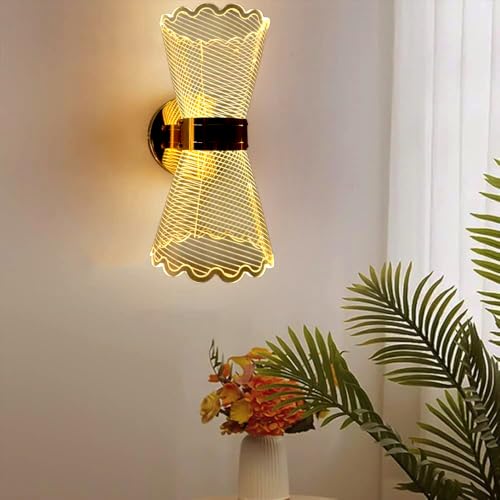 Image of Groeien 12W | 3 Color LED Nordic Sconce TwirlGlow Transparent Indoor Home Acrylic Wall Lamp for Bedroom Living Room Corridor Lighting Fixtures Wall Mount(Warm+Natural+Coolwhite)(TwirlGlow)