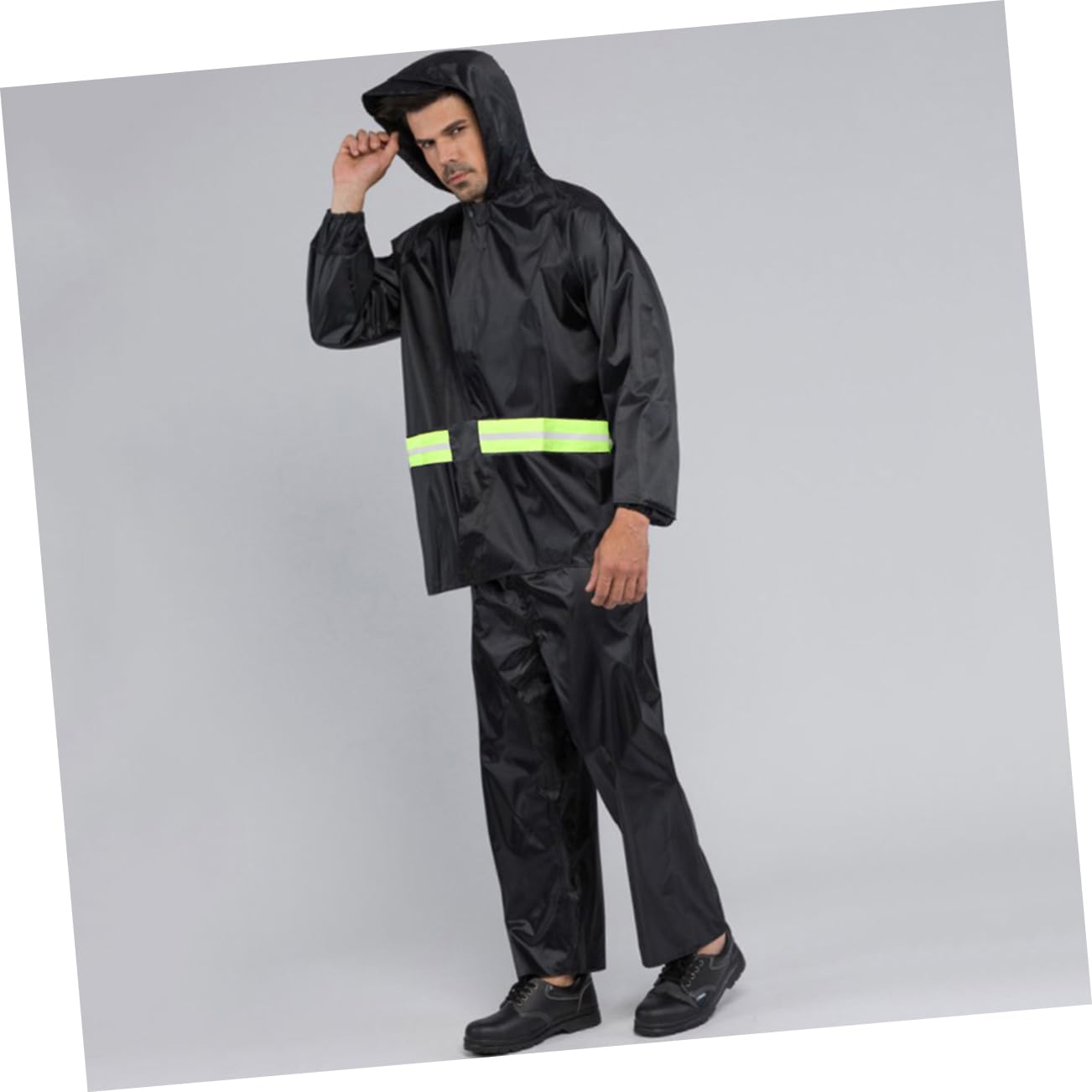 CALLARON Czarne Poncho Kurtka Sportowa Kurtka Sportowa Jazda Na Rowerze Przeciwdeszczowa Czarne Spodnie Wodoodporne Poncho Jazda Konna Deszcz Kurtki Treningowe Poncza