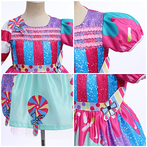 Rainbow Candy Tutu Dress For Girls Candy Land Themed Party Princess Costume With Candy Headband For Toddler Kids Girl Halloween Birthday Party Dress Up Fancy Cosplay Photo Shoot Long Sleeve 7-8 Years #TOP4