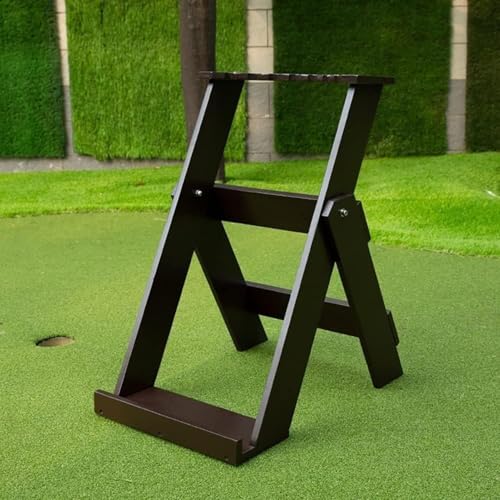 JevLoN Solid Wood Golf Club Storage Rack - Holds 7 Clubs, Wooden Golf Putter Display Stand Indoor & Outdoor Golf Club Organizer Display Rack 15.7x22.4x26 inch