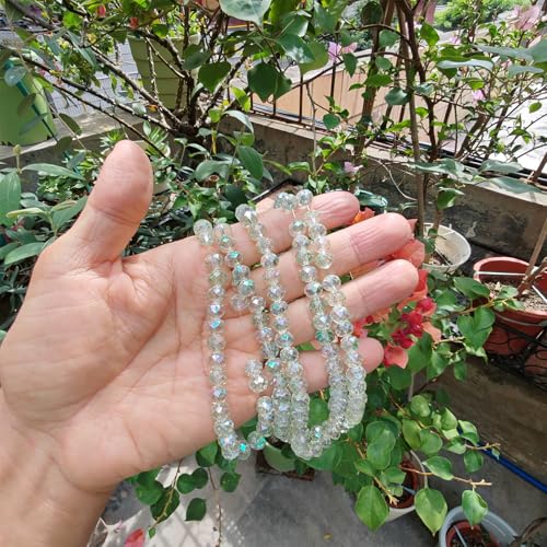 Image of 8mm Rondelle Glass Beads for Jewelry Making, Faceted Briolette Crytal Spacer Beads for Bracelet Necklace Earring, Spring Green 300pcs