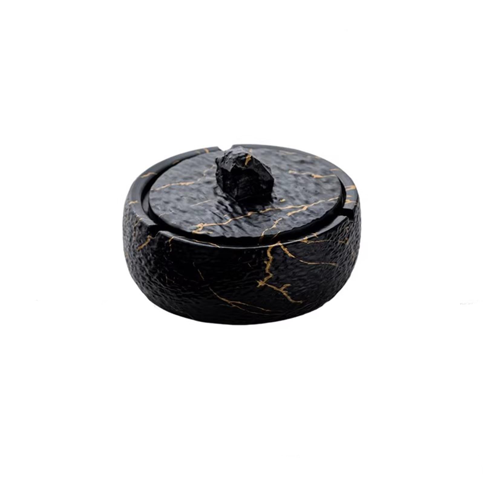 Zhaoj24-05 Cigar Ashtrays Marble Patterned Ceramic Home Living Room Office Covered Ashtray(Black)