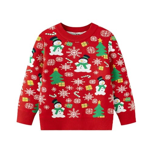 Boys Kids Fashion Knit Sweaters Christmas Tree Shirt Reindeer Snowman Toddler Gift Party Sweatshirt Red 7t