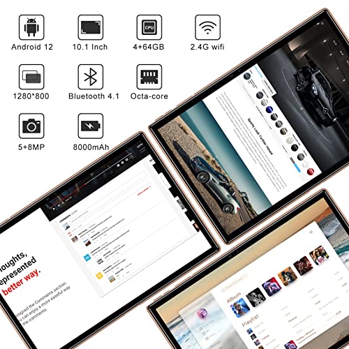 Oangcc Tablet 10 Zoll Android 12 OS Tablets, 8 Core,64GB ROM(TF 4-512GB),WLAN | Google-Zertifizierung | 8000mAh | FHD-IPS Display | Intelligenter Geteilter Bildschirm | Mit Stift + Fall-Roségold – Bild 6