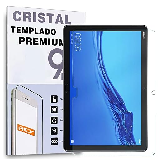 REY Protector de Pantalla para Huawei MEDIAPAD M5 Lite 10.1", Cristal Vidrio Templado Premium, Táblet
