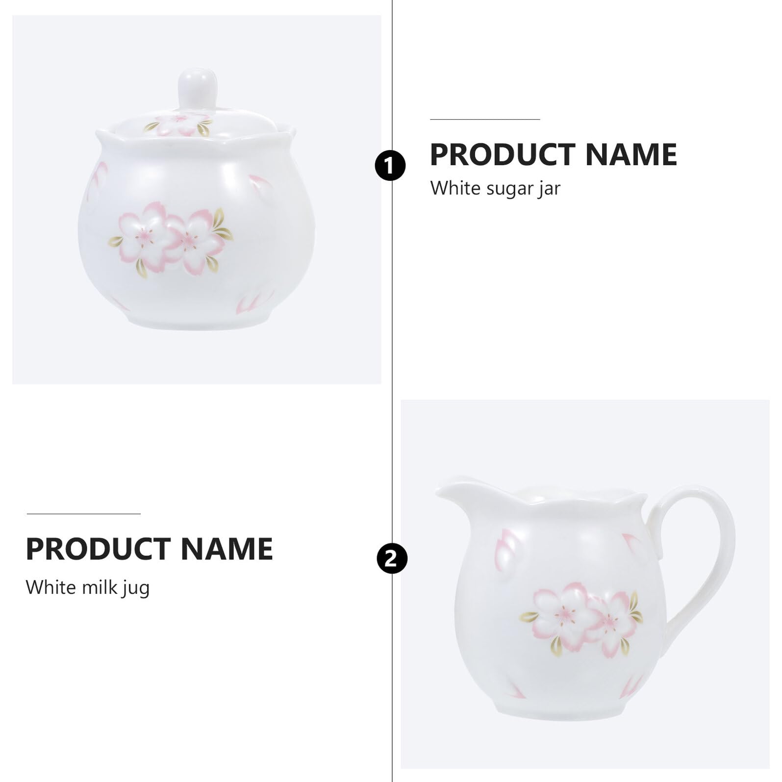Sewroro Pot à Lait en Céramique Gaufrée Blanc et Sucrier avec Couvercle Blanc Ensemble 2 Pièces pour Café Maison et Restaurant