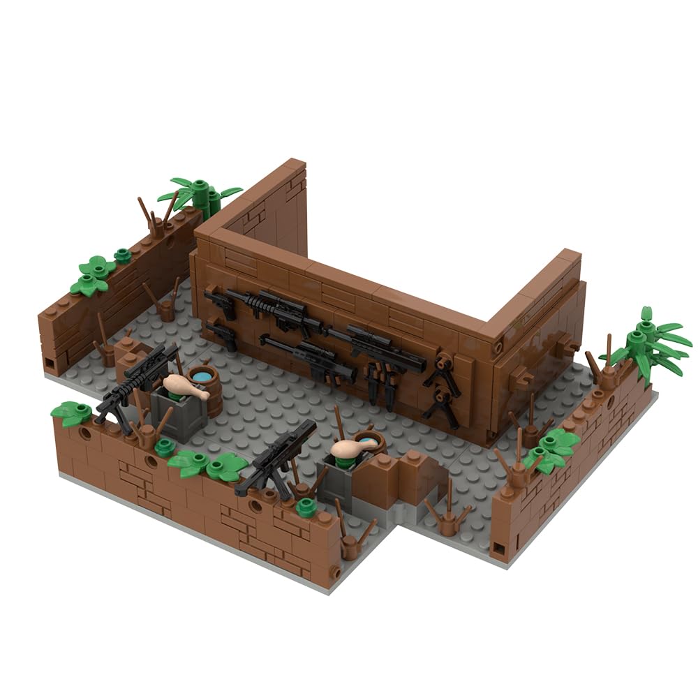 Jeamoc WW2 Military Building Kit, Military Battlefields Base Set, 334 Parts, Military Base Building Bricks