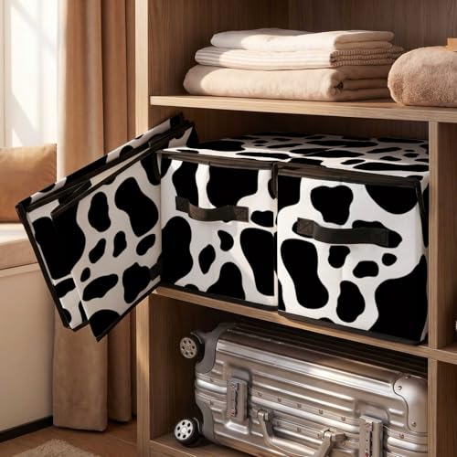 Image of Stackable Storage Bins with Lids,Closet Organizers Fabric Box for Home and Office,Blanket Clothes Organizers,Under Bed Storage Containers 3 Pack