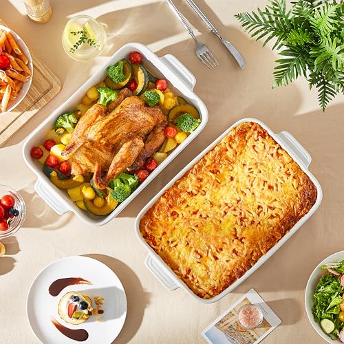 Malacasa TARA-PP-01 4.8 Quarts Ceramic Baking Dish With Handles, 9 X 13 Inches Casserole Dish, Deep Rectangular Lasagna Pan thumb #6