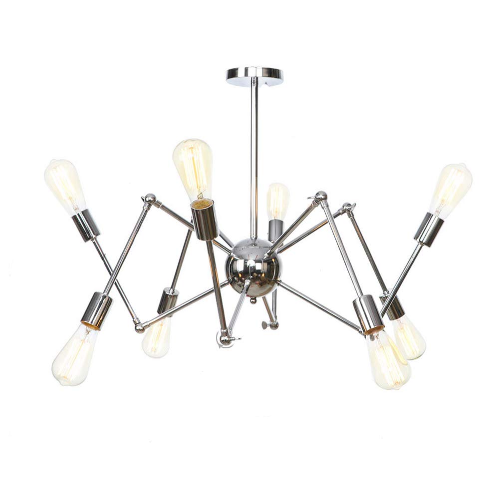 VDOQTLJT E26 Gold Sputnik Chandelier Modern Pendant Light Lighting V-intage Ceiling Fixtures Compatible with Kitchen Living Room Dining Bedroom Farmhouse Wall Sconce(Cromo,8 head)