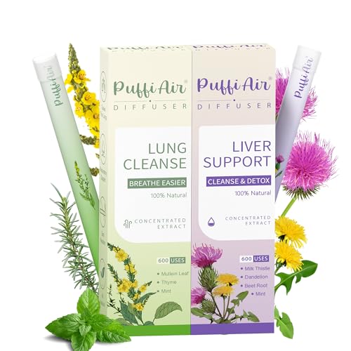Image of Herbal Diffuser Duo, Lung Cleanse and Liver Care Diffuser Pens with Extract of Mullein and Milk Thistle, 100% Natural Swap, Home & Party Duo, 600 Uses Each