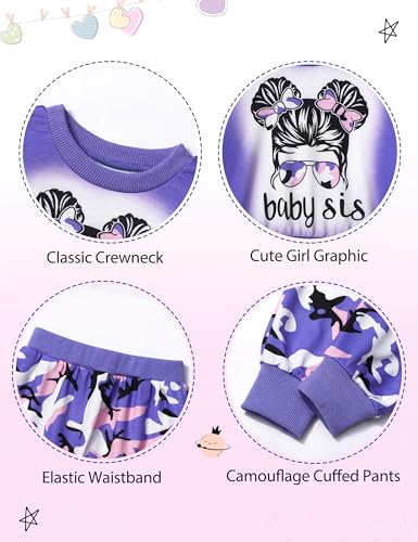 Toddler Baby Girl Clothes Cute Graphic Long Sleeve Sweatshirt Camouflage Pants Sweatsuit Infant Fall Winter Outfits4