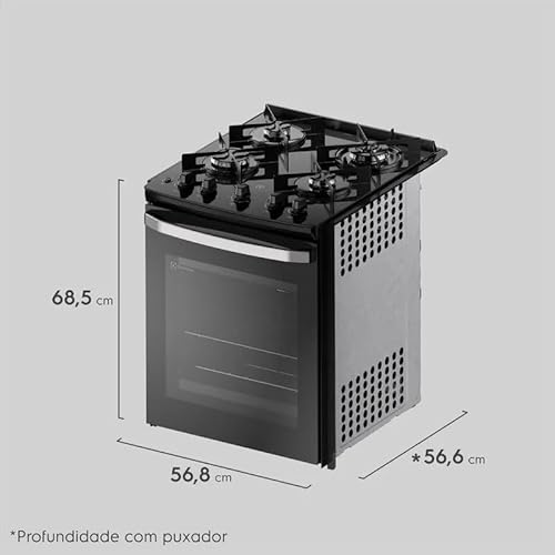 Fogão de Embutir 4 bocas Electrolux Preto Experience com Mesa de Vidro, PerfectCook e VaporBake (FE4BP) Bivolt