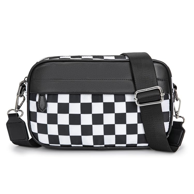 Image of Checkered Crossbody Bag for Women,Camera Sports Purses Lightweight Shoulder Bag Waterproof Purse