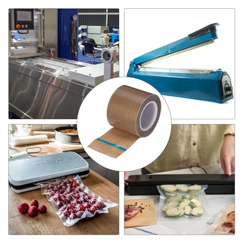 Image of MECCANIXITY 9m /30 Feet,50mm /2 Inch PTFE Tape,PTFE Fabric Tape,Adhesive PTFE Film Tape for Vacuum Sealer Machine,Hand Sealers High Temperature,Brown
