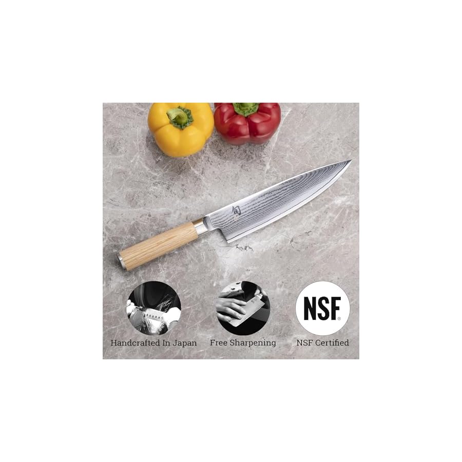 Shun-Classic-Blonde-8-Chefs-Knife-Handcrafted-Japanese-Kitchen-Knife-VG-MAX-Core-with-Damascus-Stainless-Steel-Cladding-Pakkawood-Handle-High-Quality-Chef-Knife-for-Professional-and-Home-Chefs Shun Classic Blonde 8" Chef's Knife, Handcrafted Japanese Kitchen Knife for Professional and Home Chefs, VG-MAX Core with Damascus Stainless Steel Cladding, Pakkawood Handle