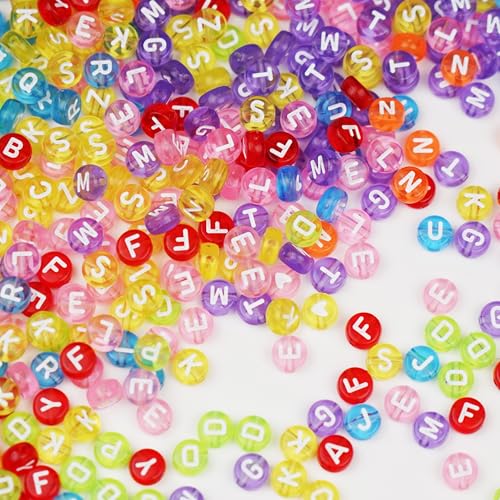 Image of Melius Acrylic Clear Color Letter Beads, 4x7mm, 1450 Pcs | Transparent Colorful Round Alphabet and Heart Beads, 28 Grid Box, For Jewelry Making, DIY Bracelets, Necklaces, Key Chains