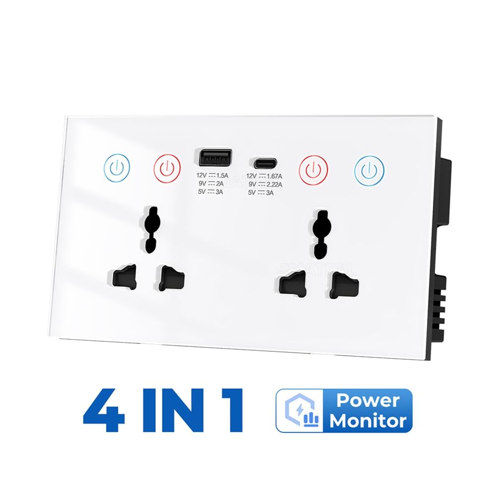 TUYA WIF Wif Smart Wall Outlet USB Type-C 4-In-1 UNIVERSAL ELETTER PROPPLA PROPRIETÀ Monitoraggio del Monito