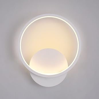 Riserva Wall Lights LED Indoor Modern 12 W Wall Lamp Round Wall Lighting 3000 K Warm White for Bedroom Living Room Hallway Staircase White [Energy Class E]