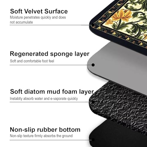 Image of Luxe Home Kitchen Mat Combo Floral Design Standing Desk Floor Mat Non Slip Kitchen Rugs, Comfort Runner Floor for Home Office, Sink & Laundry - Yellow (116x36 & 58x36 cm PC-2)