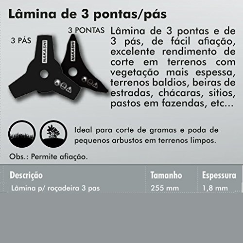 Lâmina Roçadeira 255 x 1,80 x 1 Pol 3 Pontas Nakashi