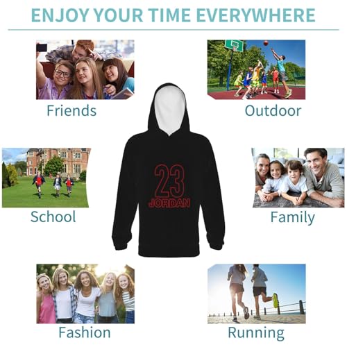 Boys Girls Fashion Hooded Sweater Hoodie With Pocket Sweatshirt Basketball Fans 23 Jordan-Style 154