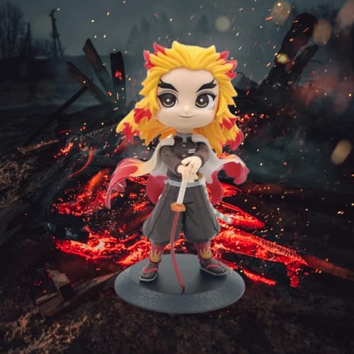 Image of Demon Slayer Rengoku Action Figure - Flame Hashira Kyojuro Collectible Toy, Anime PVC Figurine with Sword, Kimetsu no Yaiba Statue for Fans & Kids - Rengoku